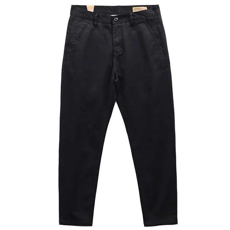Spring and Autumn New AMERICAN Retro Twill Chino Casual Pants Mens Simple 97% Cotton Washed Slim Straight Pencil Trousers M240924