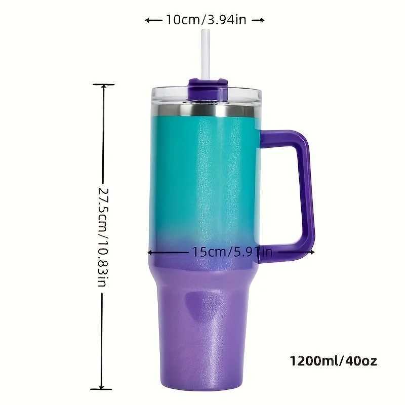 40Oz Stainless Steel thermos cup With Handle Lid and Straw Insulated Rainbow Paint Travel Mug For Hot And Cold Beverages Outdoor X2506051