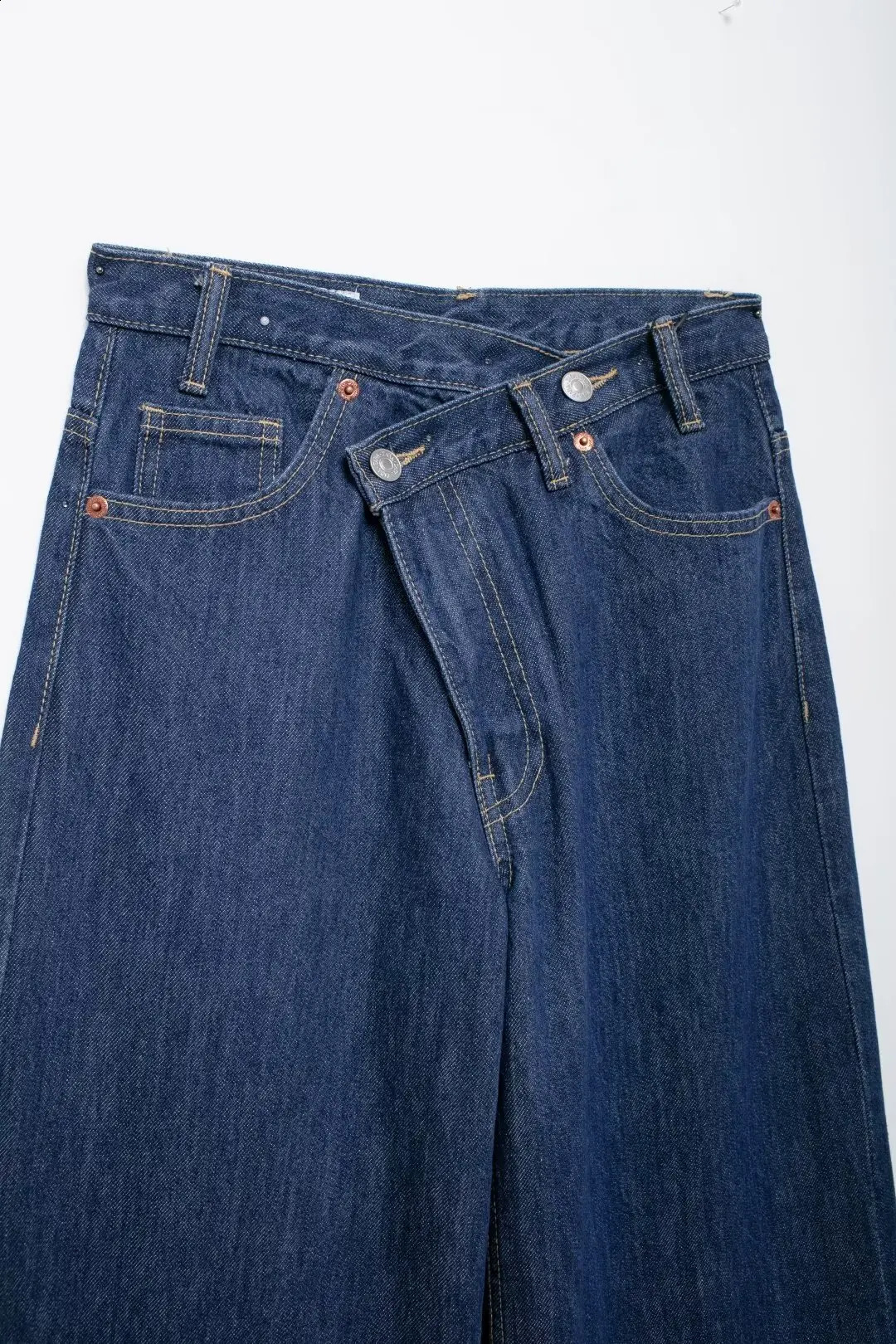 PB ZA Women Autumn Fashion Doublebreasted waistband high waist wide leg jeans vintage casual female Denim Pants Mujer 250206