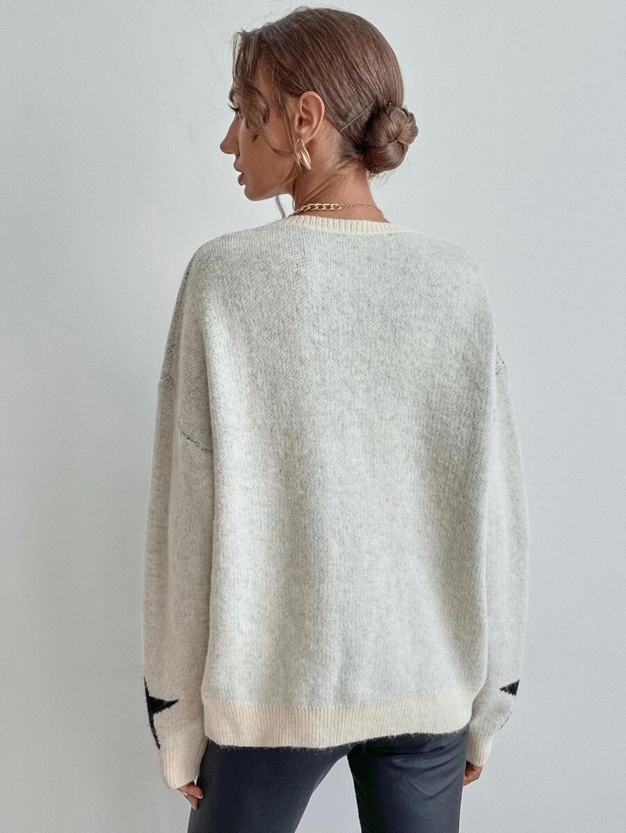 2024 autumn and winter new sweater women's pullover round neck threaded temperament personalized sweater knitted sweater jacket