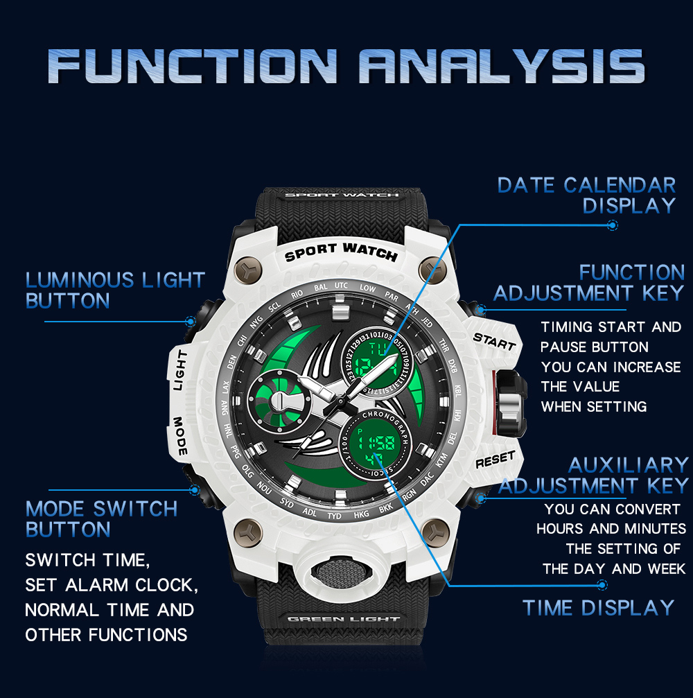SANDA 3155 2025 G style new men's watch 50M waterproof and shock-absorbing sports military quartz watch men's digital watch clock 30