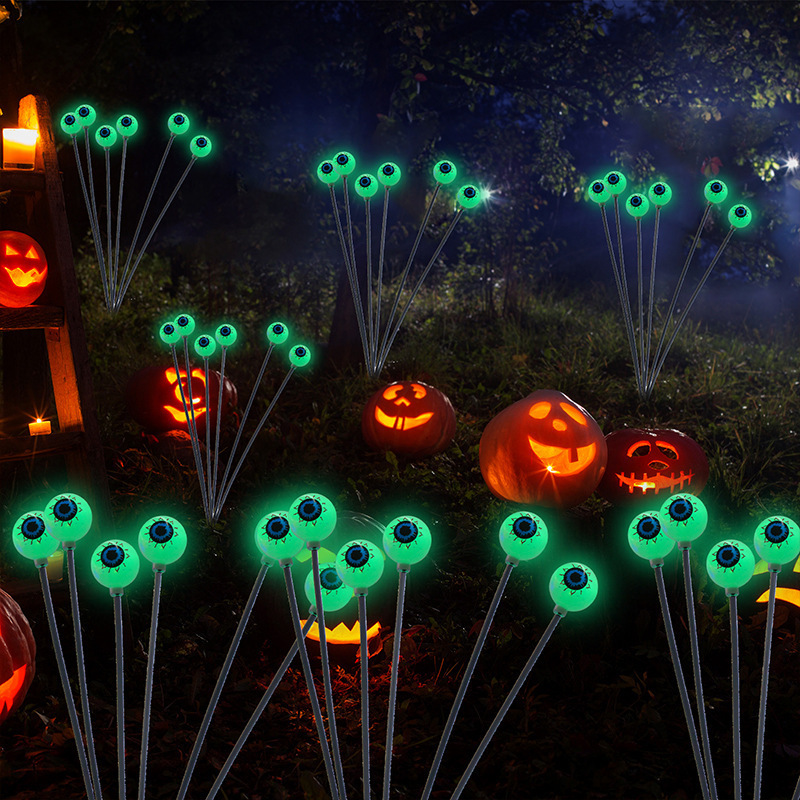 Solar Halloween Ghost Eye LED String Lights Ground Plug Lights Outdoor Patio Festival Ambient Lights Firefly Eyeball Lights