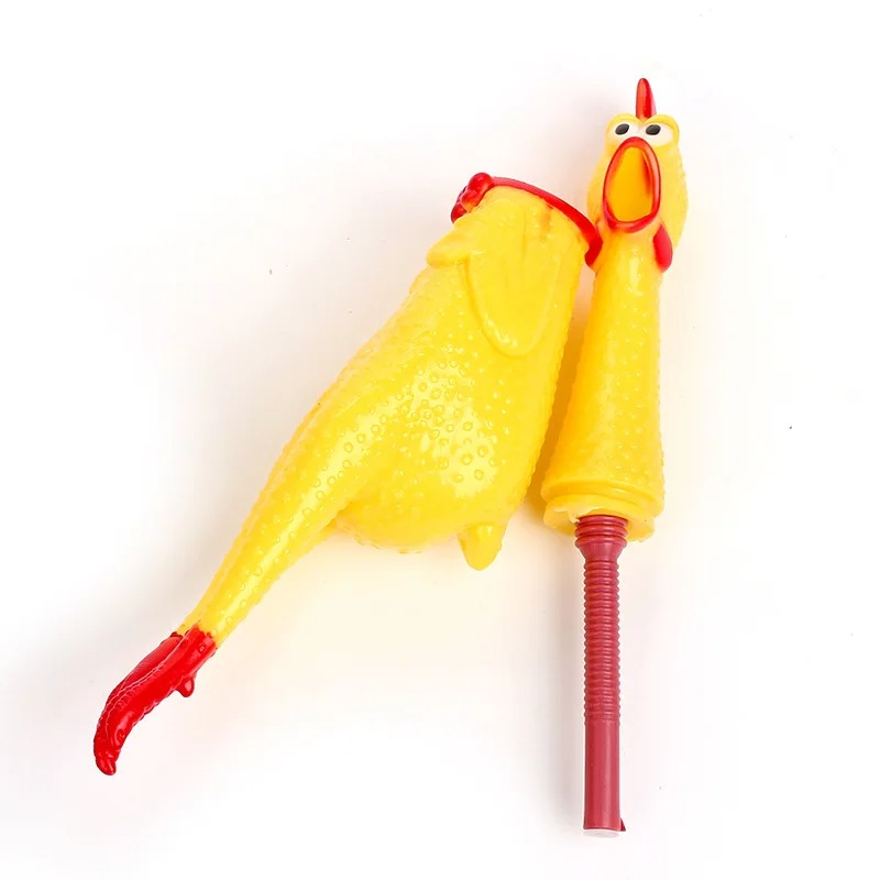 New Pets Dog Squeak Toys Screaming Chicken Squeeze Sound Dog Chew Toy Durable Funny Yellow Rubber Vent Chicken