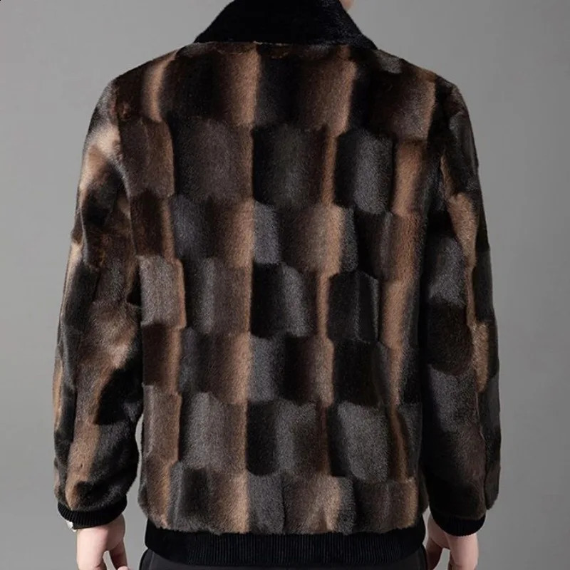 Winter mens ultra-thin mink coat fashionable polo collar large-sized thick fur coat integrated with casual short coat 240924