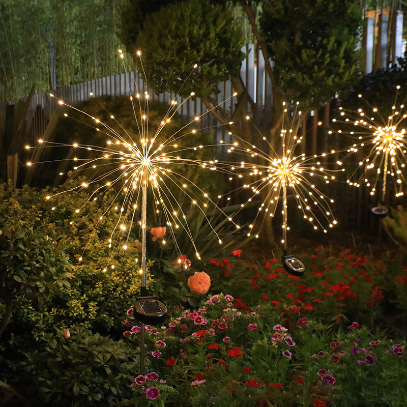 led solar ground fireworks dandelion string lights garden Christmas decoration lights outdoor lawn garden lights