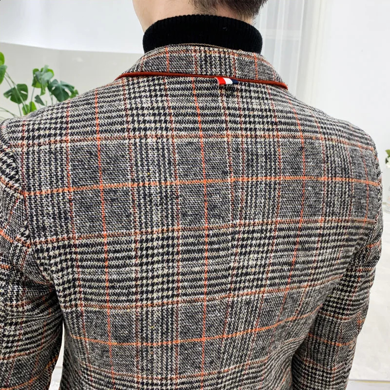 Clothing Men Plaid Spring Casual Business Suit/Male High Quality Cotton Slim Fit Blazers Jackets/Man Tuxedo coat S-4XL 240914