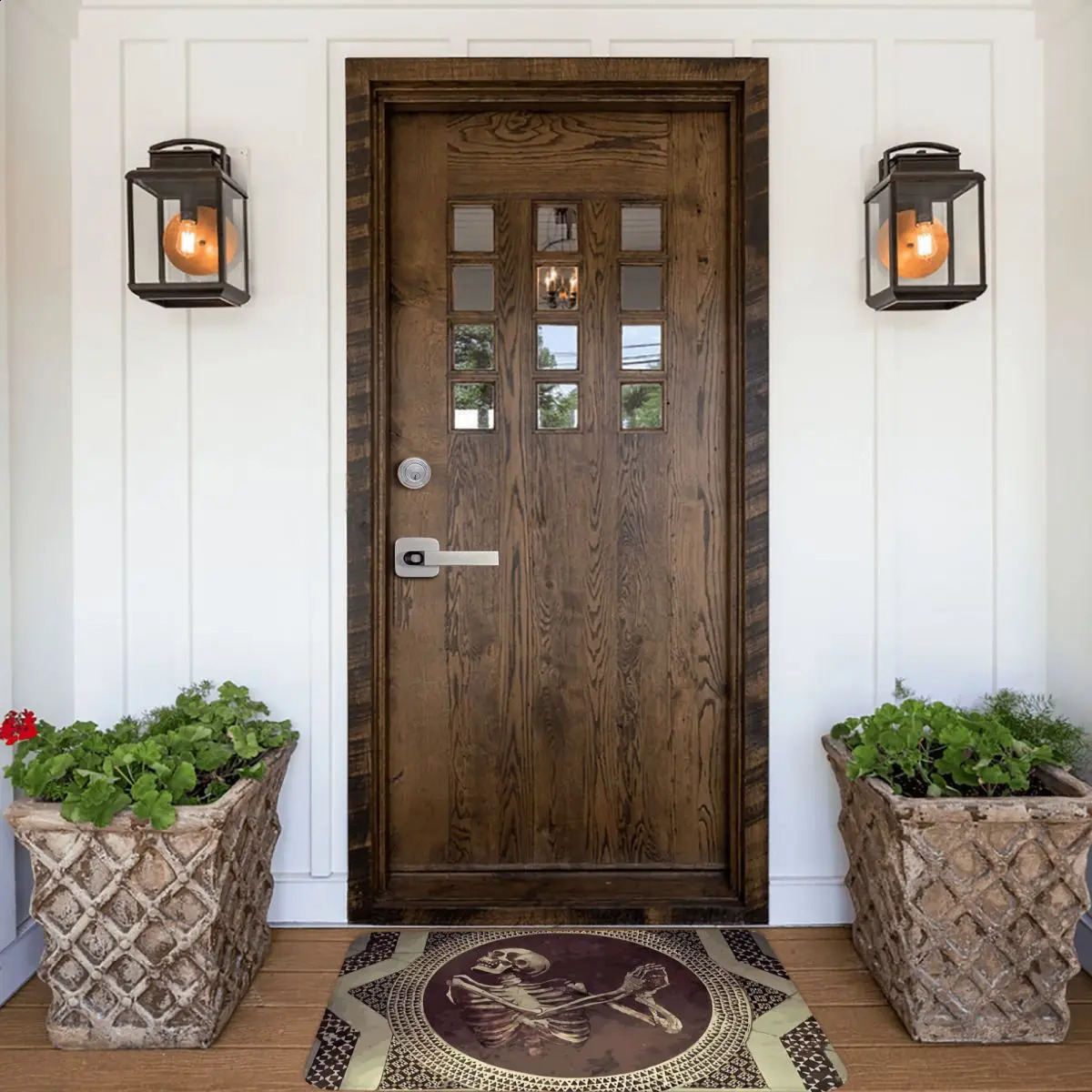 Hannibal Dancing Skull Skeleton Mosaic Meme Y2K Bedroom Mat Rug Home Doormat Living Room Carpet Balcony 240918