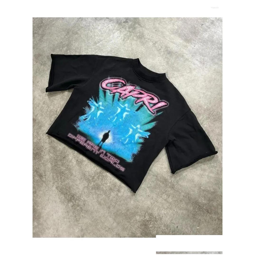 Mens T-Shirts T Shirts American Streetwear Y2K Top Haruku Print Oversized Graphic Shirt Gothic Cotton Couples Goth Grunge Women Clot Otcua