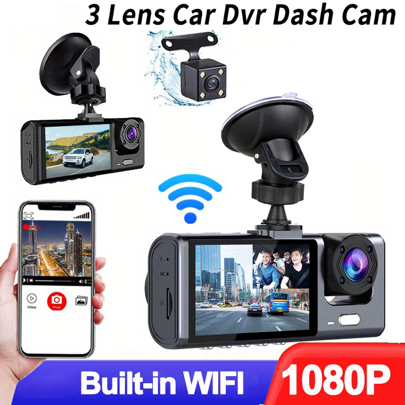 2 Inch HD 1080P 3 Lens S1 Car DVR WIFI Video Recorder Dash Cam Rear Camera 130 Degree Wide Angle Ultra Resolution Front with Interior with Rear Camera