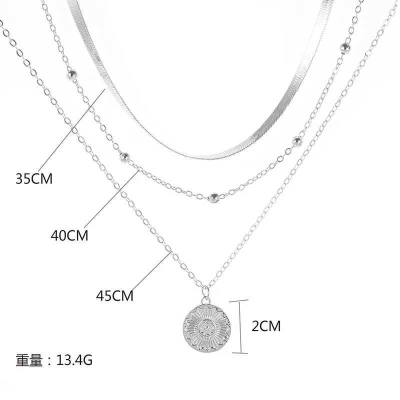 Wen Girls Silver Simple Three layer Necklace Shining Long Rod Pendant Wen Wedding Gift Exquisite Accessories Y240924