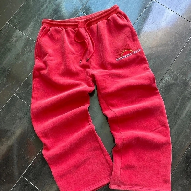 GOLD Trendy s Summer Cotton Casual Pants Red Fashion Man Women Street Sweatpants Harajuku Baggy Joggers Straight 240910