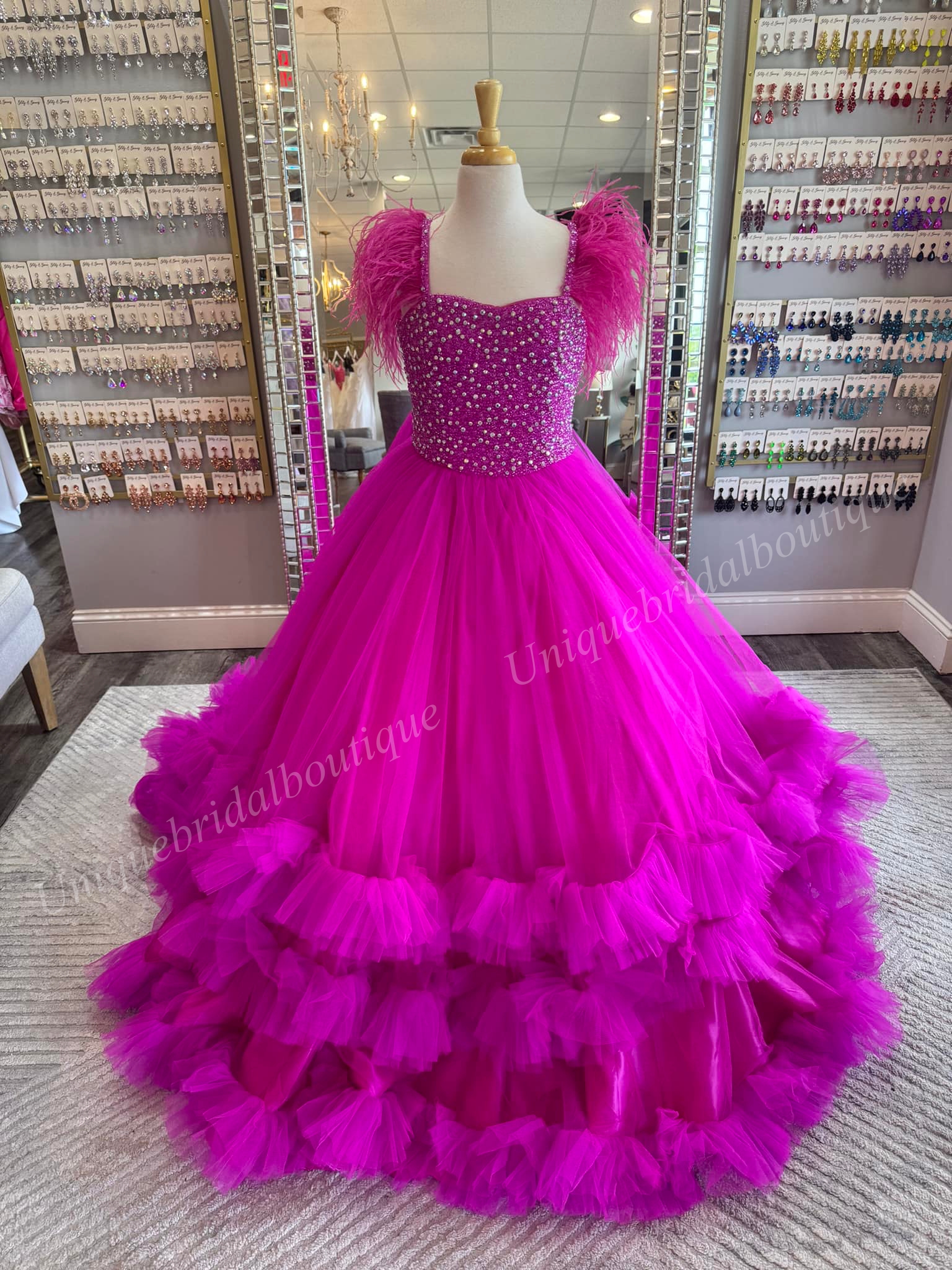Preteens Girl Pageant Dress 2025 Feather Beading Strap Ruffle Tulle Little Kid Birthday Formal Party Gown Infant Toddler Teens Tiny Young Junior Miss  - view 9