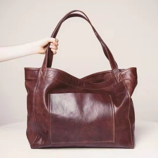 Pocket Womens Big Soft Handheld One Shoulder Oil Wax Leather Large Capacity Fashion New Tote Bag Women