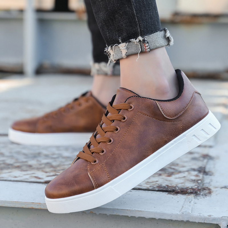 Men Casual Shoes Plus Size Fashion Versatile Soft Sole Flat Bottom Simple Design Trendy Shoes Triple Black Brown Free shipping