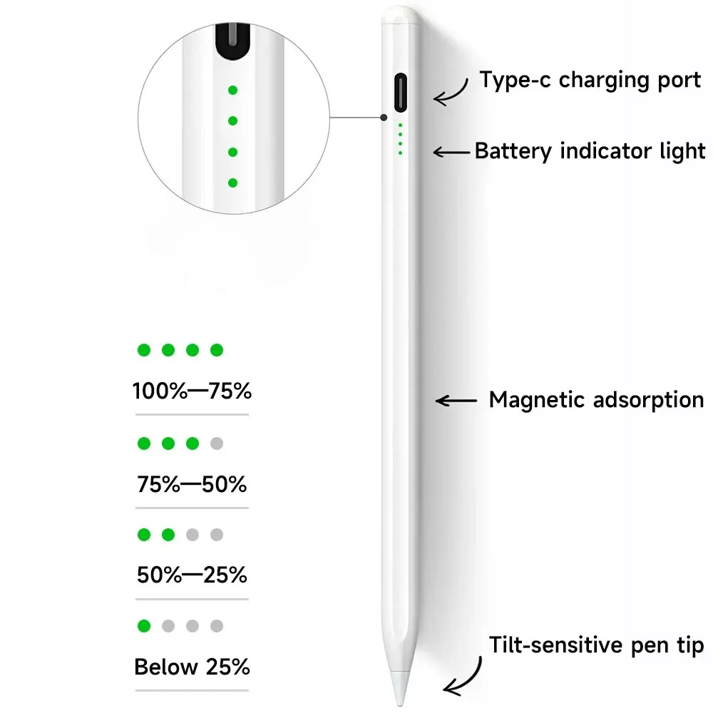 Universal Active Stylus Touch Pen For Apple Pencil Android iOS Capacitive Screen Stylus Pens Magnetic Adsorption For Samsung iPad Xiaomi Tablet access