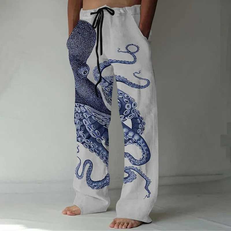 Stylish And Comfortable Everyday Beach Pants Octopus Pattern 3D Printed Casual Plus Size Mens Casual Pants Summer Z240924