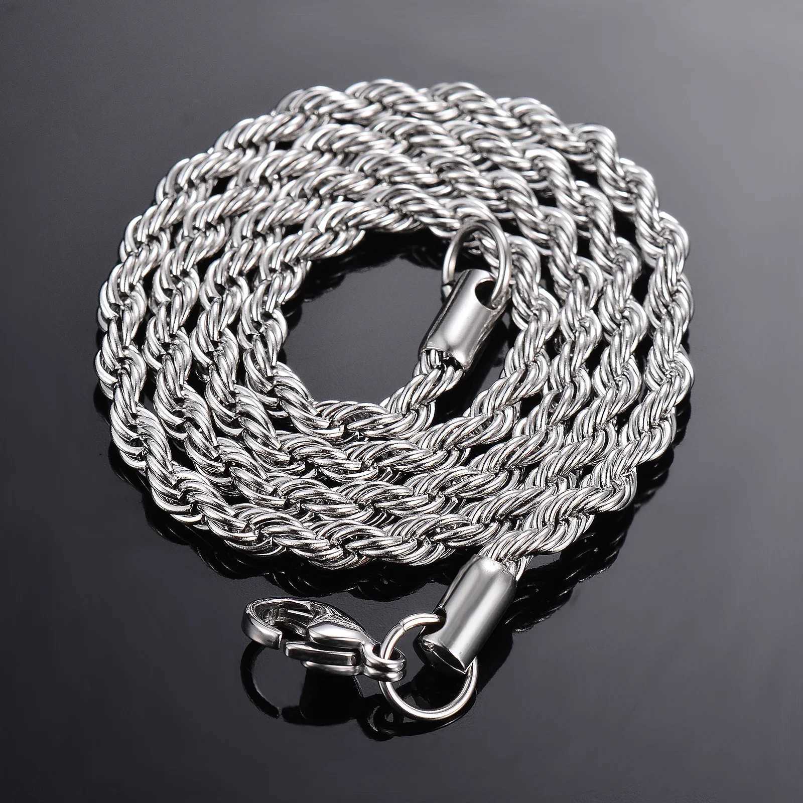 1 piece of 925 sterling silver wide 2mm/3mm/4mm rope chain necklace/bracelet mens fashion chain necklace X2411231