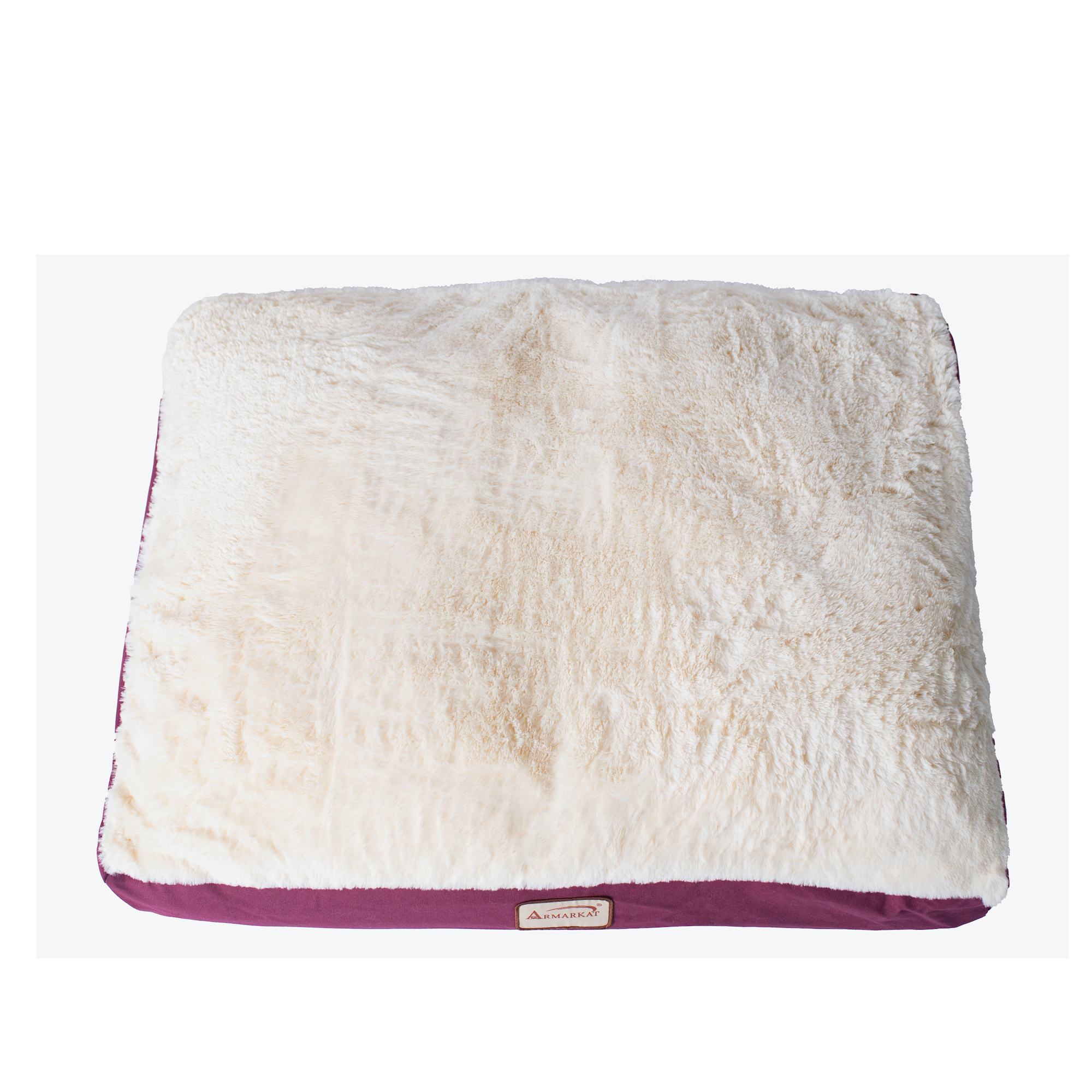 Armarkat M02HJH/MB-M Medium Pet Bed , Dog Crate Mat With Poly Fill Cushion & Removable Cover, Burgundy & Ivory