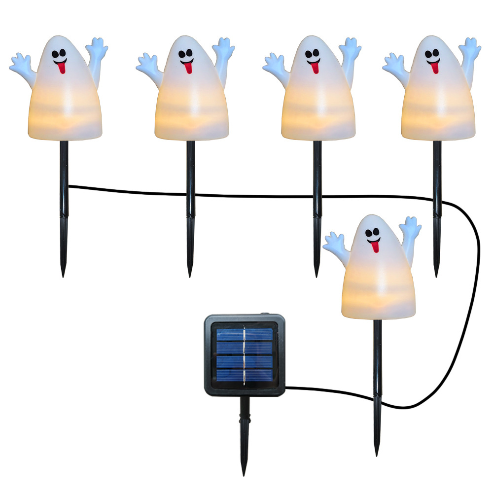 Halloween Spooky Solar Lawn Lights Pumpkin Ghost Flashing Lights Patio Garden Holiday Arrangement Ground Plug Lights