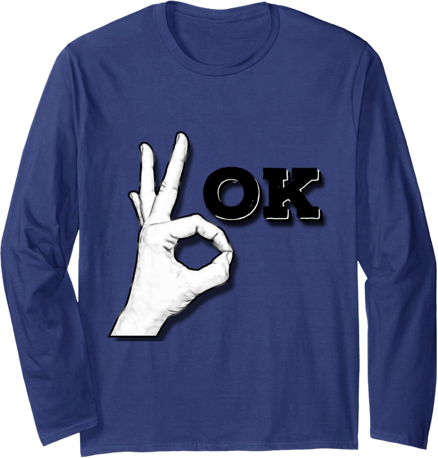Long Sleeve Shirts for Men sweatshirt OK Hand Sign Funny Cool Okay Diver Gift Long Sleeve Tee Streetwear Casual tops clothes