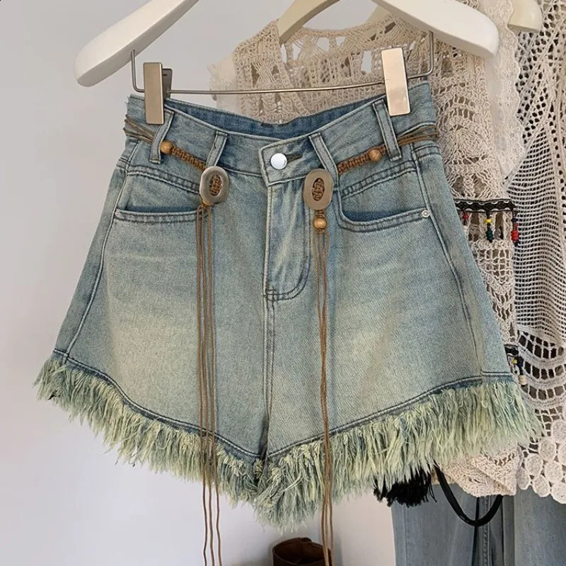 Baggy Womens Short Jeans Loose Edges High Waist Y2k Harajuku Womens Denim Shorts Casual Stretch Low Price 240924