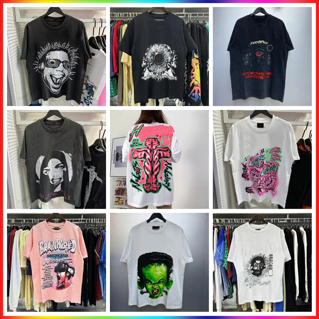 2024 New Designer men's and women's t-shirts rap singer washed heavy craftsmanship neutral short sleeve high street fashion retro top star printed women's t-shirt