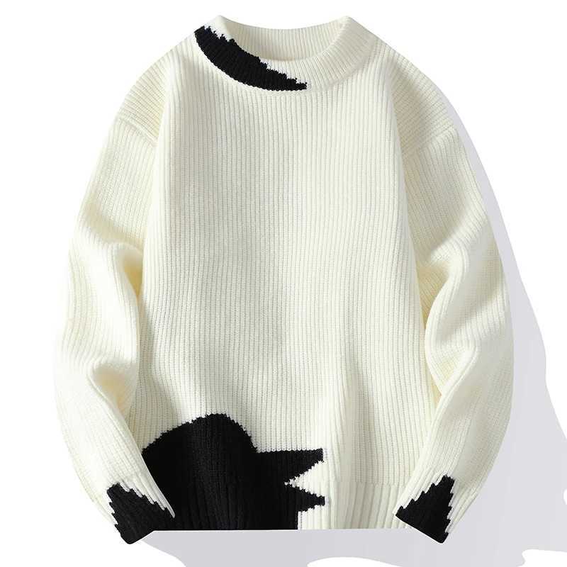 New 2024 Autumn/Winter Korean Fashion Knitted Sweater Mens Loose Casual Pullover Mens Hip Hop Strt Soft Warm Sweater CL240924