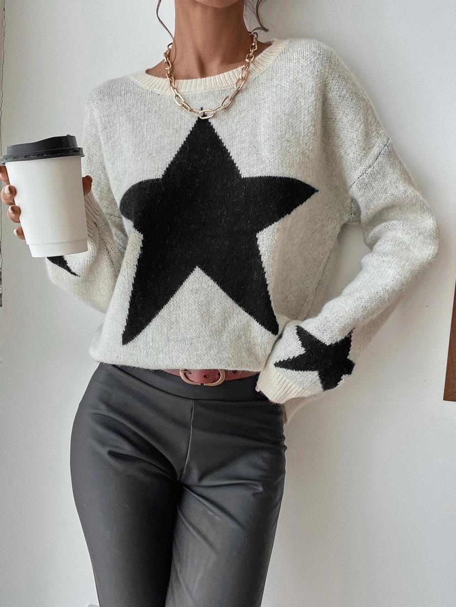 2024 autumn and winter new sweater women's pullover round neck threaded temperament personalized sweater knitted sweater jacket