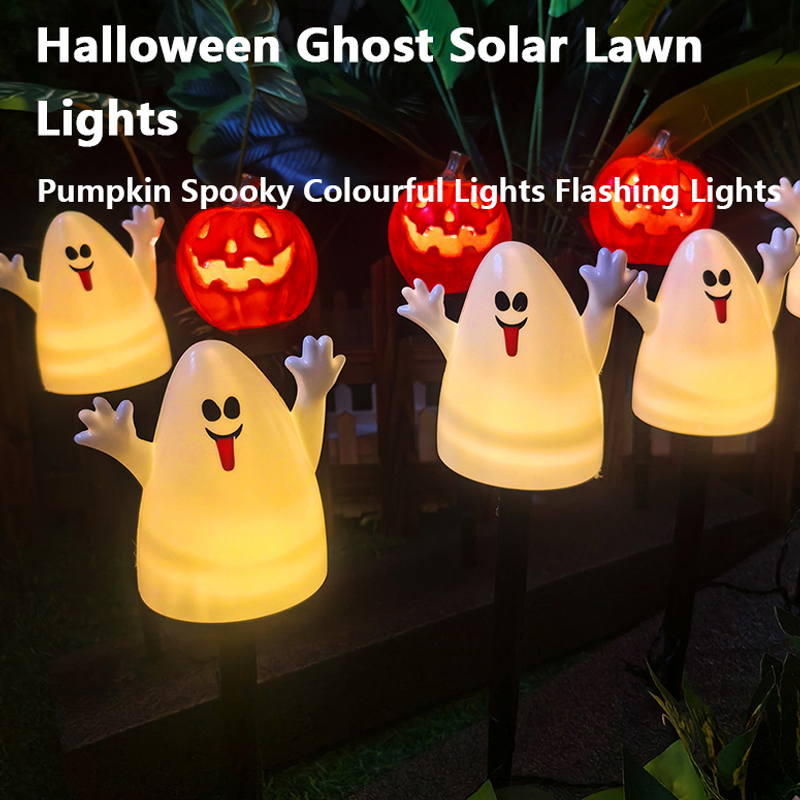 Halloween Spooky Solar Lawn Lights Pumpkin Ghost Flashing Lights Patio Garden Holiday Arrangement Ground Plug Lights