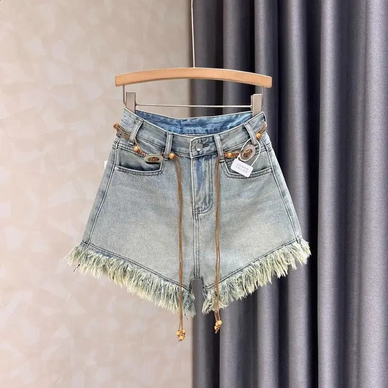 Baggy Womens Short Jeans Loose Edges High Waist Y2k Harajuku Womens Denim Shorts Casual Stretch Low Price 240924