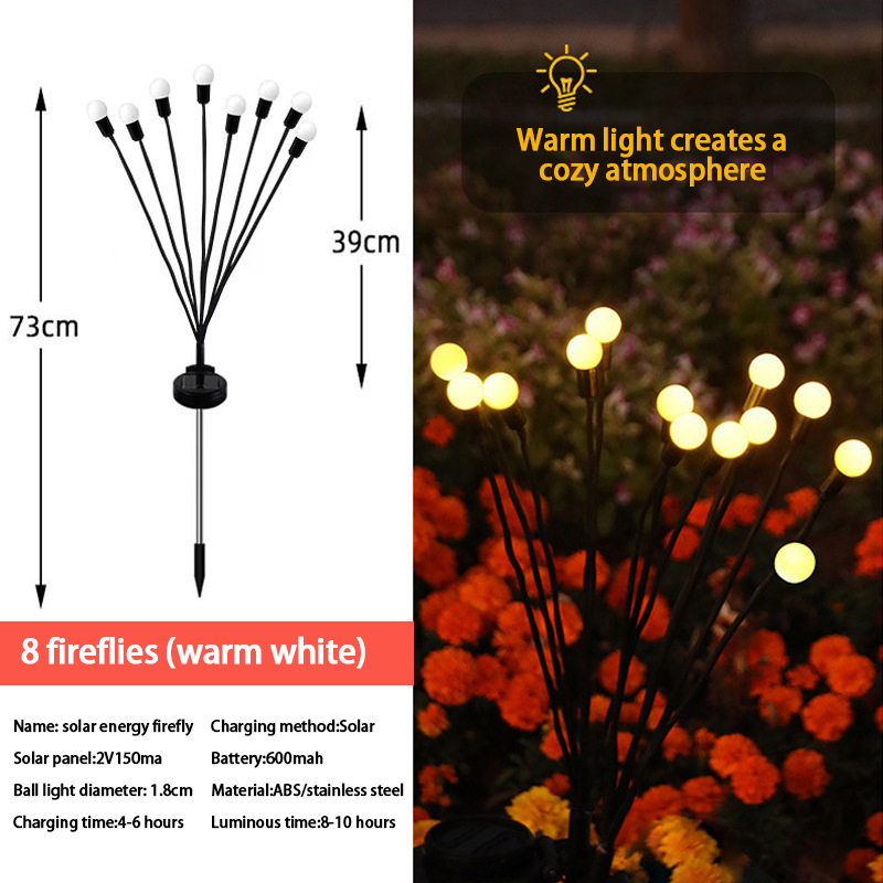 Solar firefly lights outdoor lawn floor night light patio landscape arrangement led firefly floor light