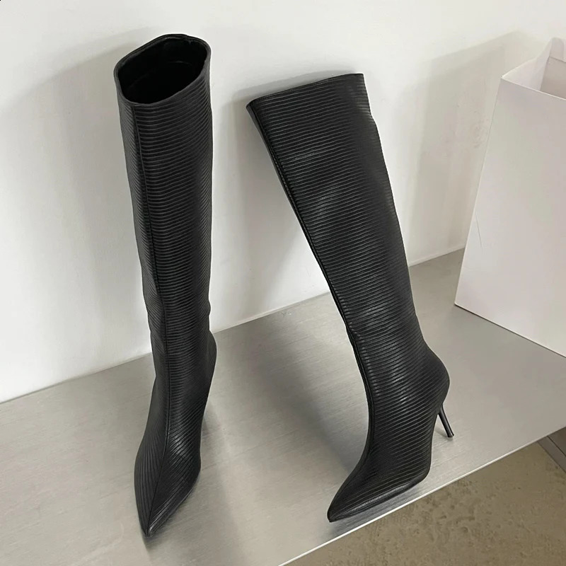Eilyken Pointed Toe Women Knee-High Boots Party Dress Street Long Booties Thin Low Heels Shoes 240921
