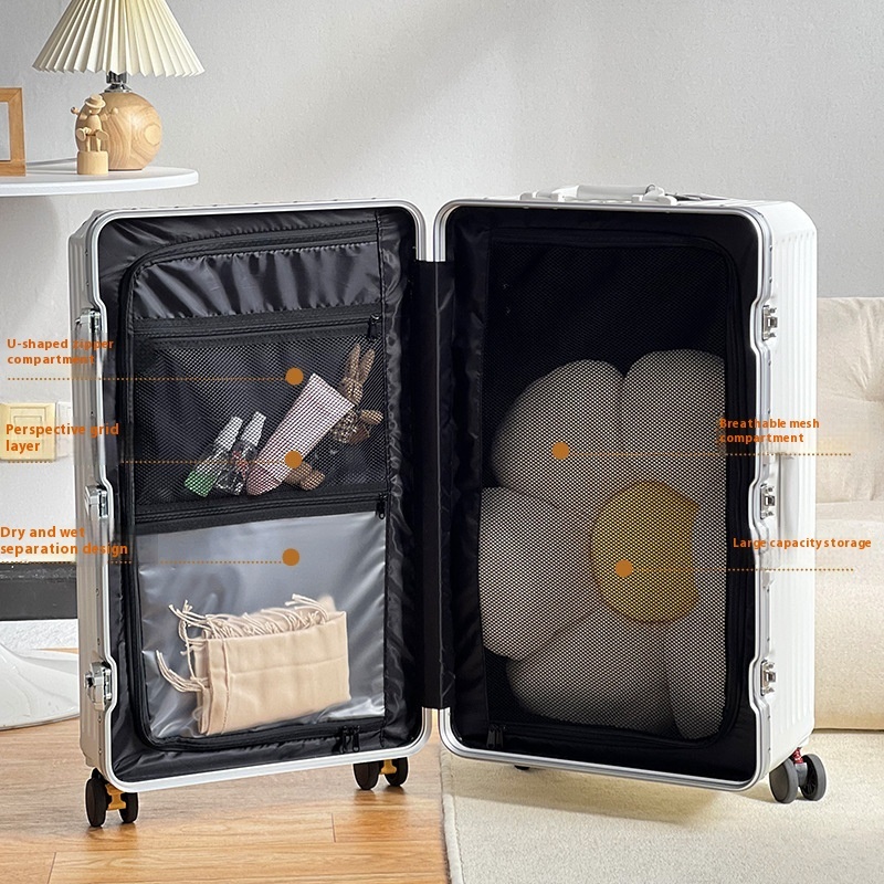 Super Large Aluminum Frame Lage - Women's 32 , Men's 28 Leather Suitcase dh910320090