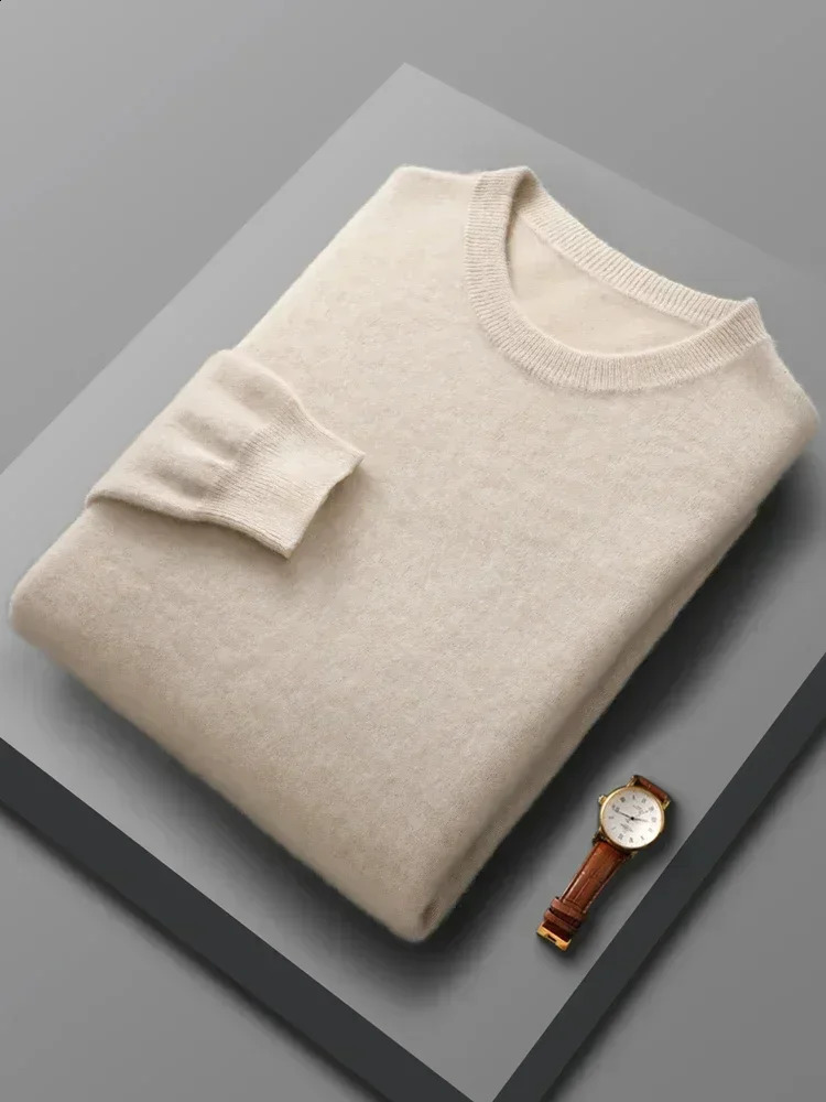 Spring Autumn 100% Wool Pullover Sweater Men O-neck Long-sleeve Cashmere Knitwear Female Clothing Mens Clothing 240919 - view 6