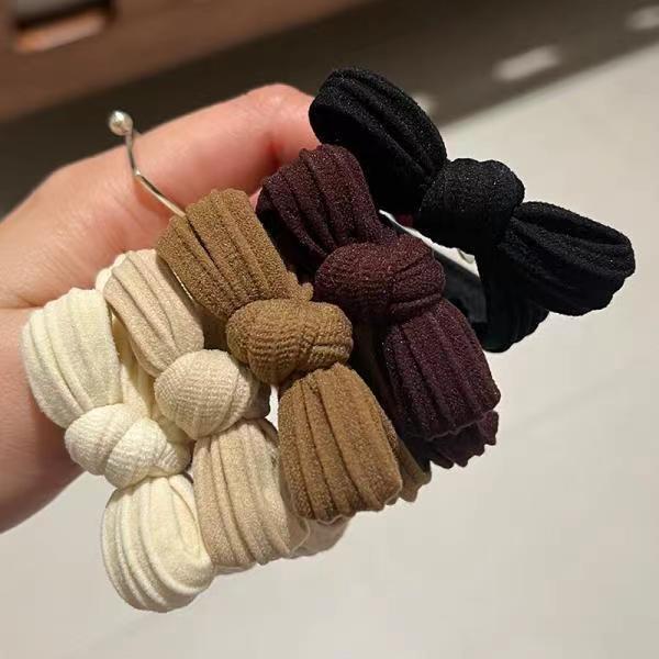 Non-Tangling Hair Tying Elastic Band for Women - Durable Thick Rubber with Bow Accent