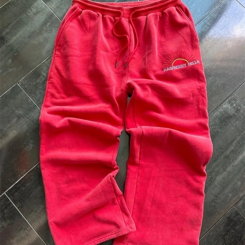 GOLD Trendy s Summer Cotton Casual Pants Red Fashion Man Women Street Sweatpants Harajuku Baggy Joggers Straight 240910