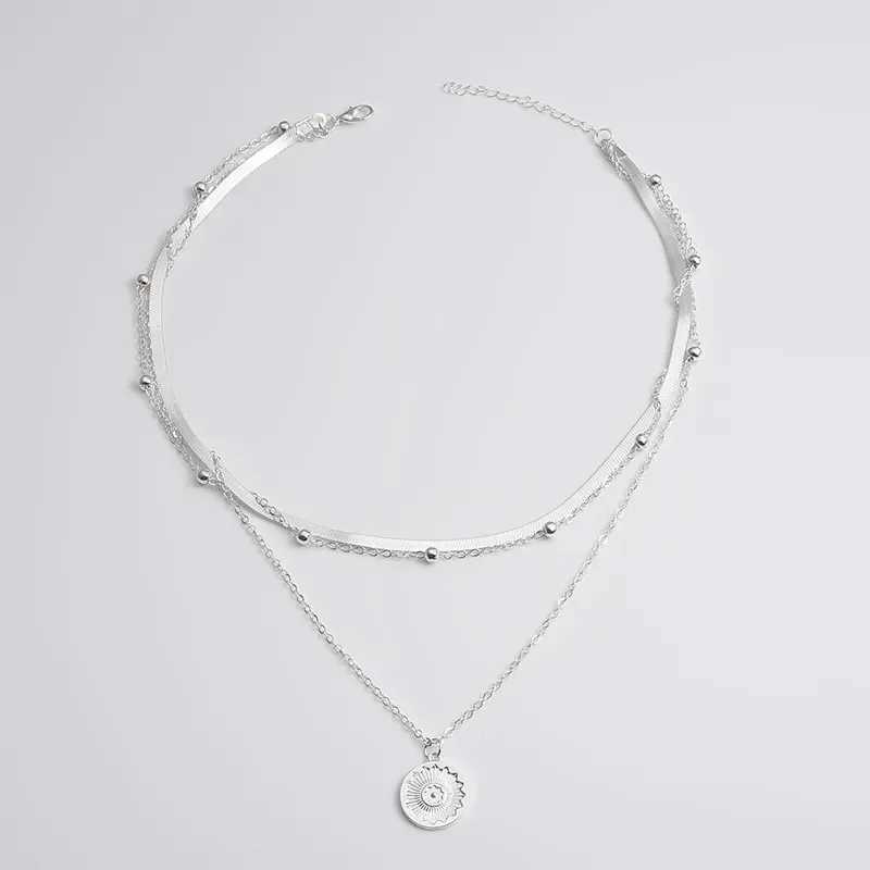 Wen Girls Silver Simple Three layer Necklace Shining Long Rod Pendant Wen Wedding Gift Exquisite Accessories Y240924