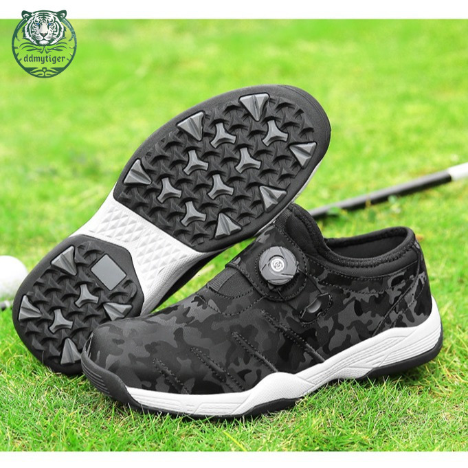 ddmytiger Hot selling large size couple anti slip golf for men and women's casual rotating button waterproof sports shoes A