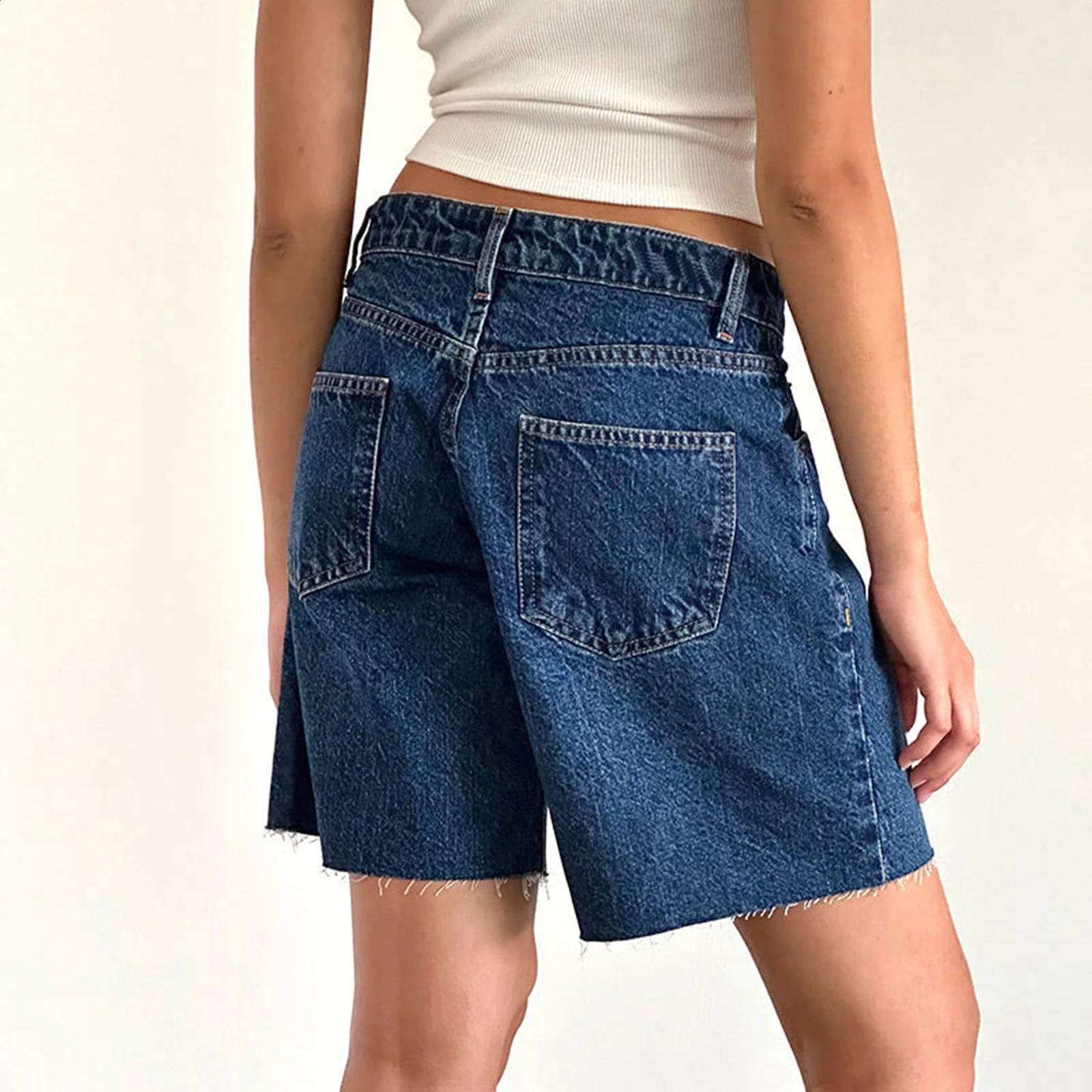 Womens Y2k Carpenter Denim Shorts Casual Retro Denim Bagged High Rise Wide Leg Jeans Jorts Pre Wash Bermuda Shorts 240924