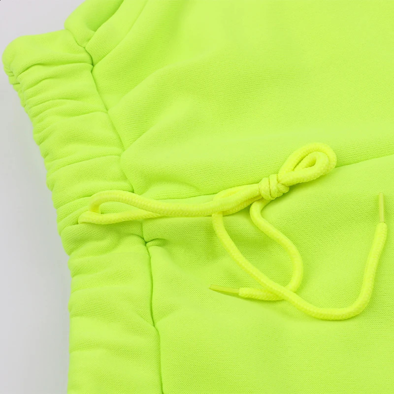 OMSJ Neon Green Solid Track Set Womens Casual Set Cute Two Piece Pants Set Long Sleeve Clothing Set Womens Wear 240924