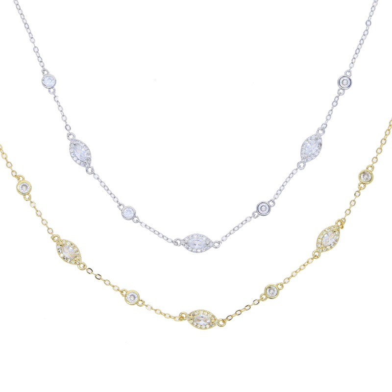 Sparking Bling 5A Cubic Zirconia CZ Marquise Eye Shaped Charm Long Y Lariat Sexy Women Chain Necklace