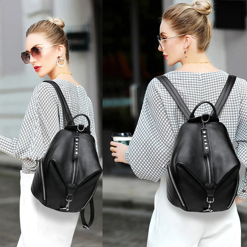 Anti-theft Women Backpacks 100% Genuine Leather Travel Backpacks Large Capacity Schoolbag For Backpack 240919