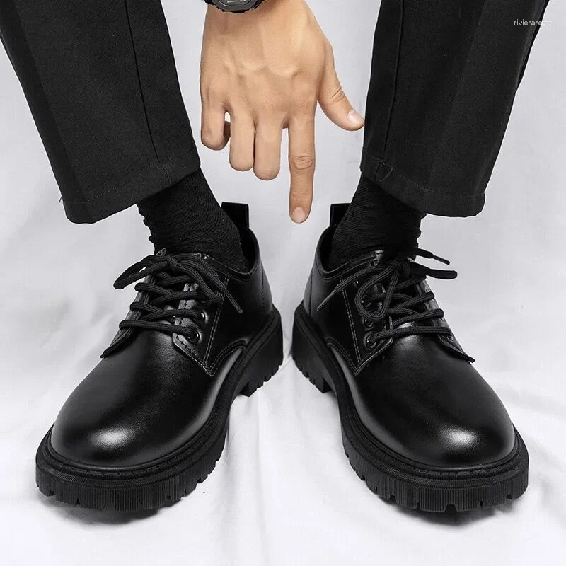 Casual Shoes Kitchen Work Waterproof Leather Men Black Business Shoe Lace-up Fashion Male 2024 Outdoor Non-slip Flats