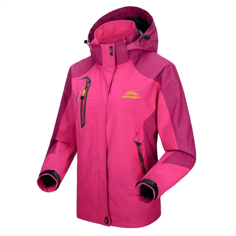 Womens Autumn Hiking Jacket Outdoor Raincoat Windproof Waterproof Hooded Camping Bike Climbing Warmth 240919