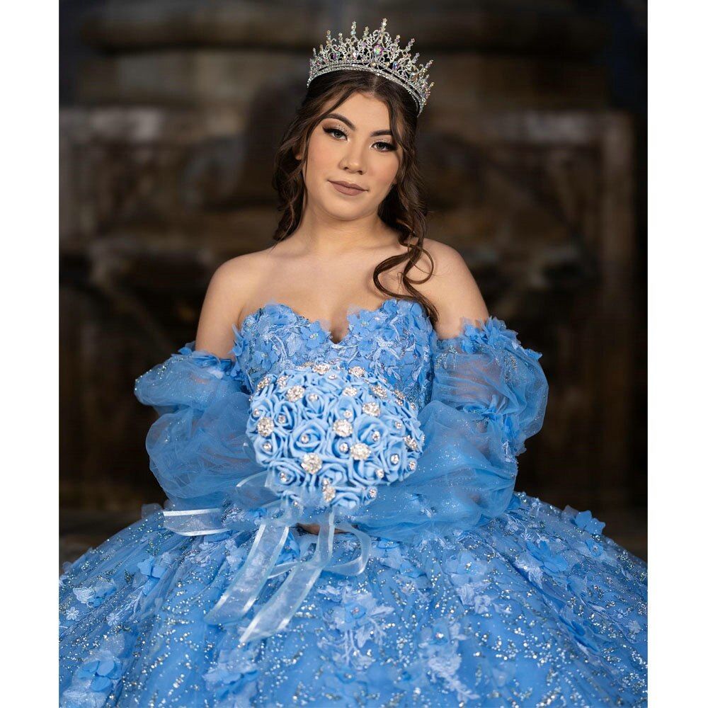 Quinceanera Dresses Long Sleeveless Ball Gown Off The Shoulder 3D Wers Corset Vestidos Para XV Anos 2024 6660312