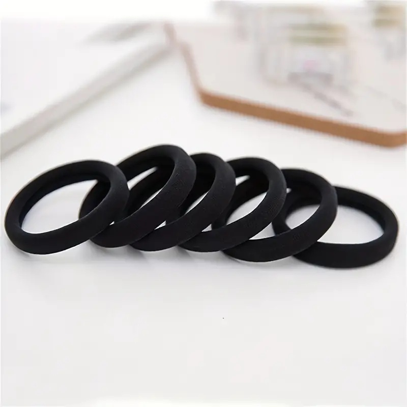 High-Stretch Black Hair Tie - No Sewing Seamless Rubber Hair Accessory