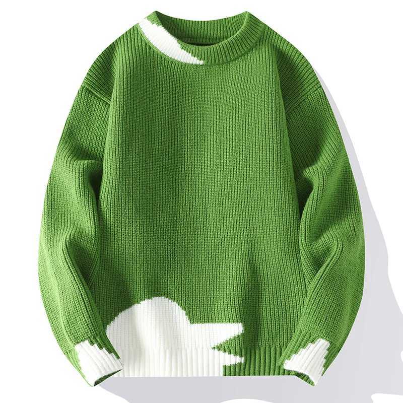 New 2024 Autumn/Winter Korean Fashion Knitted Sweater Mens Loose Casual Pullover Mens Hip Hop Strt Soft Warm Sweater CL240924