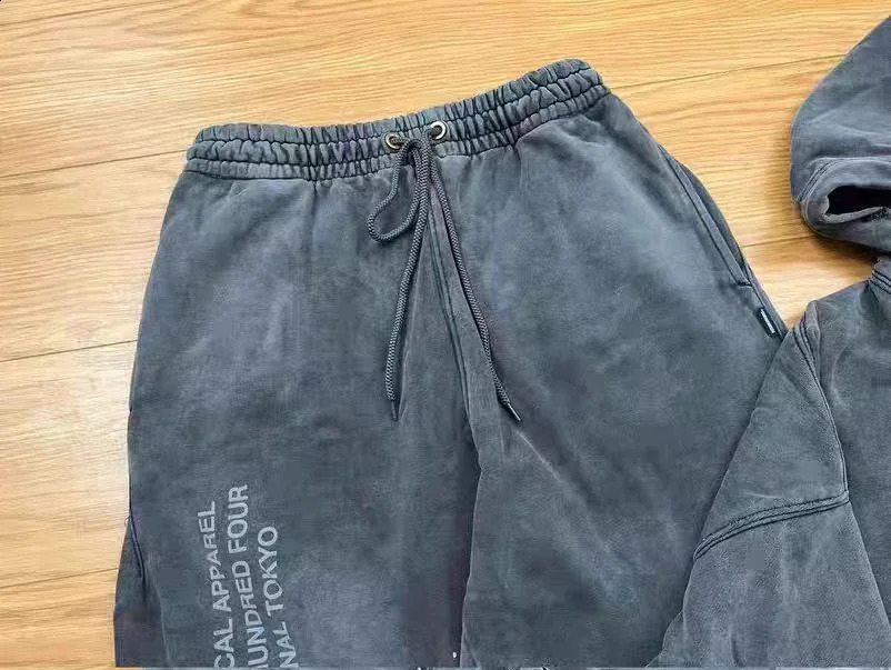 NBHD Hole Damage Track Pants Hoodie Mens Set High Quality Heavy Fabric Retro Wash Splashing Ink Sports Suit JAPAN 240923
