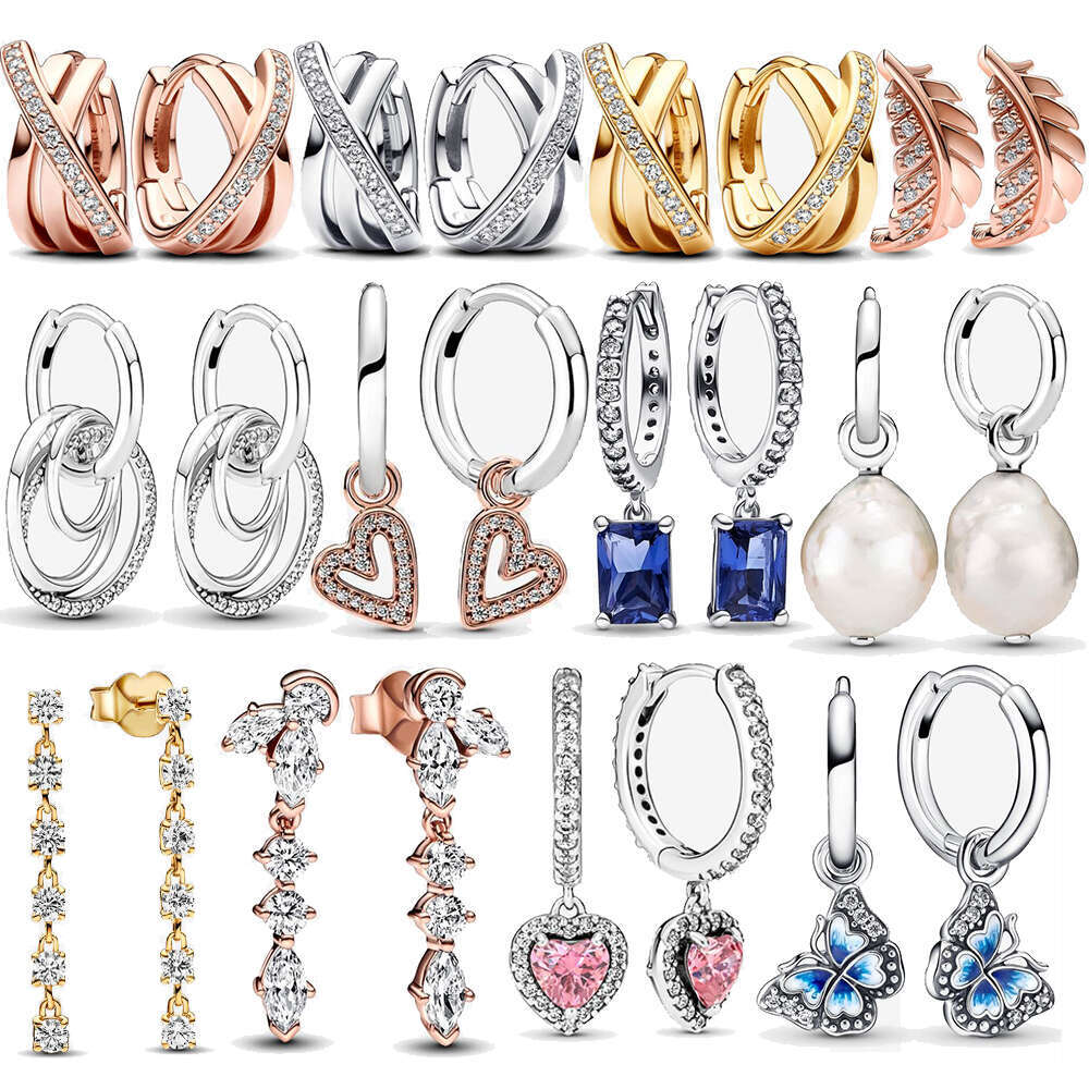 2024 New 925 Sterling Silver Butterfly Earrings Women's Heart Pearl Flower Earring Love Sparkling Designer Earrings For Women Jewelry Gift