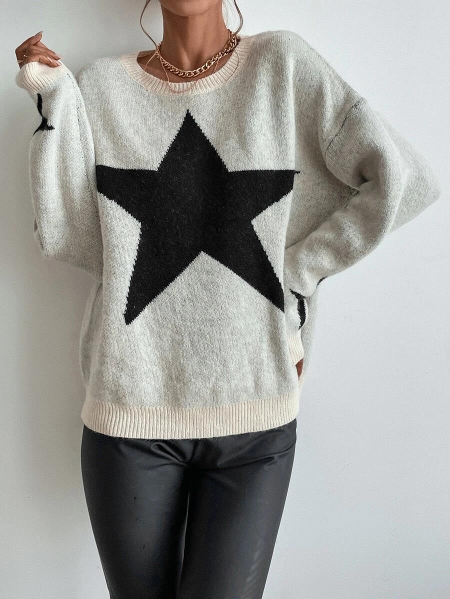 2024 autumn and winter new sweater women's pullover round neck threaded temperament personalized sweater knitted sweater jacket